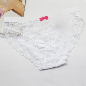 White sheer lace panties. See trough lace panties.
